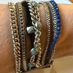 Magnetic Bracelet - Silvertone, blues, and black  5/$25